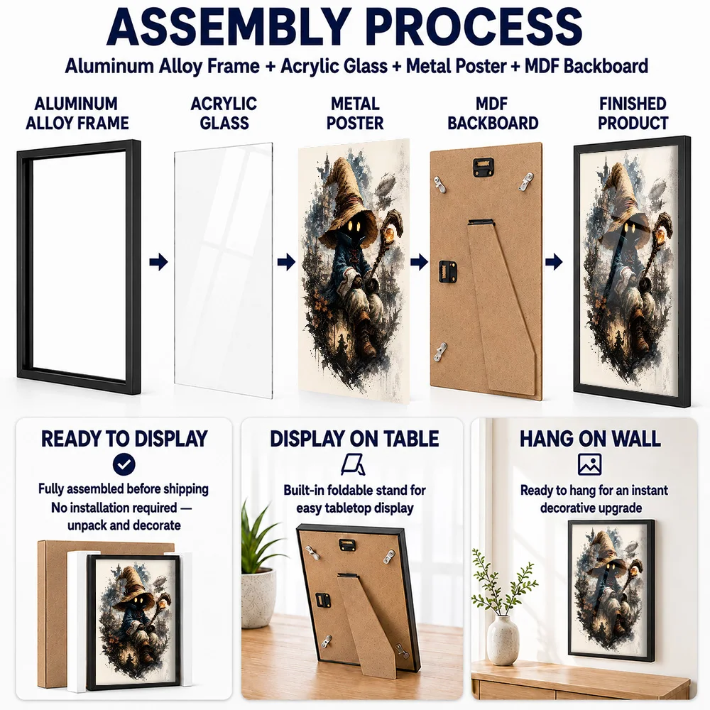 Vivi Ornitier Final Fantasy Framed Metal Print Customized Photo Heroic Quest Style Wall Art For Home Office Adventure Fan Gift