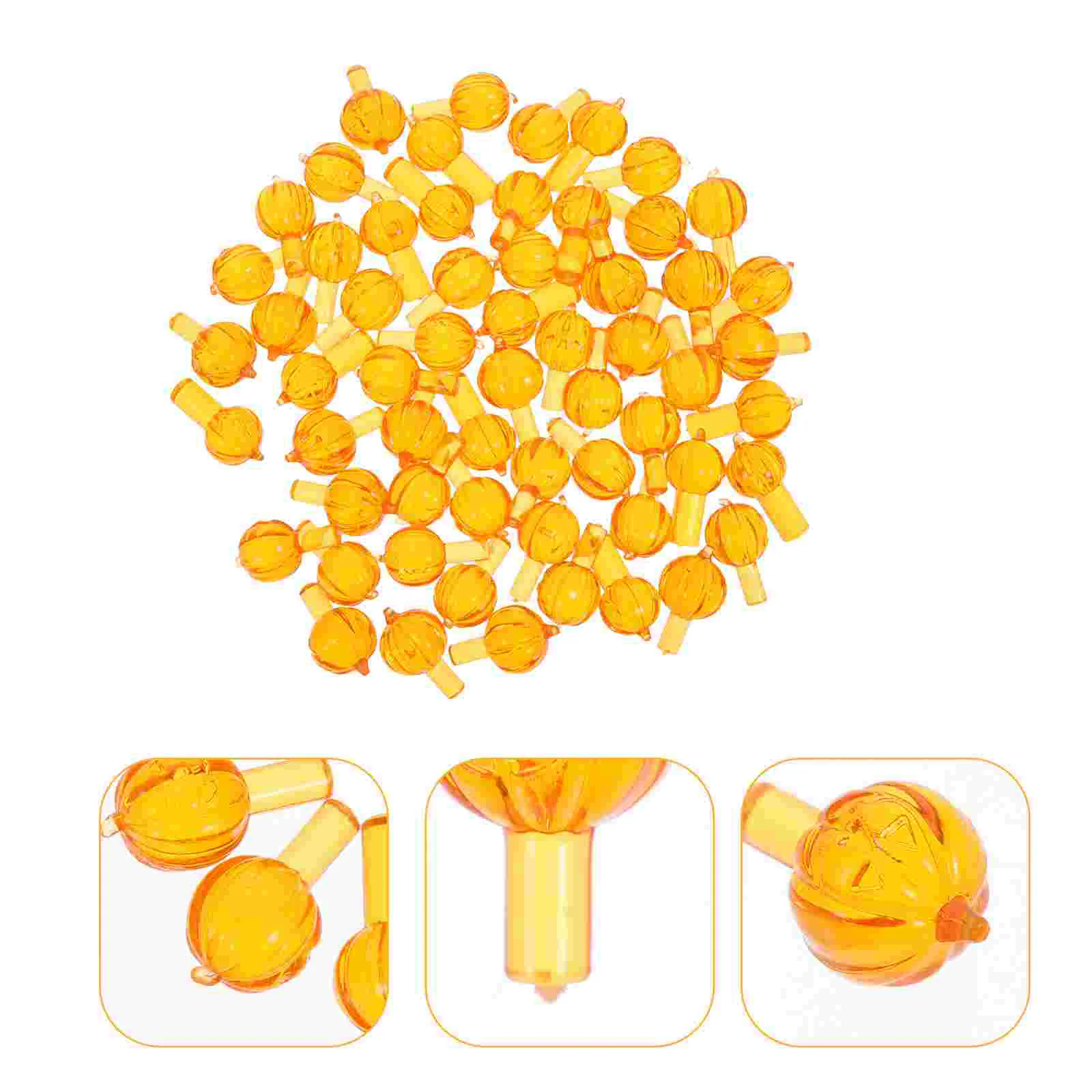 60 Pcs Jack-o'-lantern Bulbs Pumpkin Light Orange Halloween Tree Replacement Ceramic Lights Plastic for Christmas