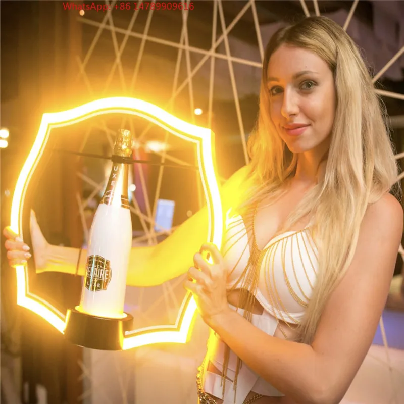 High-End Bespoke LED Bottle Display Rack2026 LED Handmade Champagne Bottle Ice Bucket For Restaurant