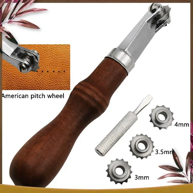 

AB59-Spacing Wheel Set DIY Handmade Leather Tools Scribing Wheel Tracing Point Spacing Wheel Leather Punching Wheel Silver & Bro