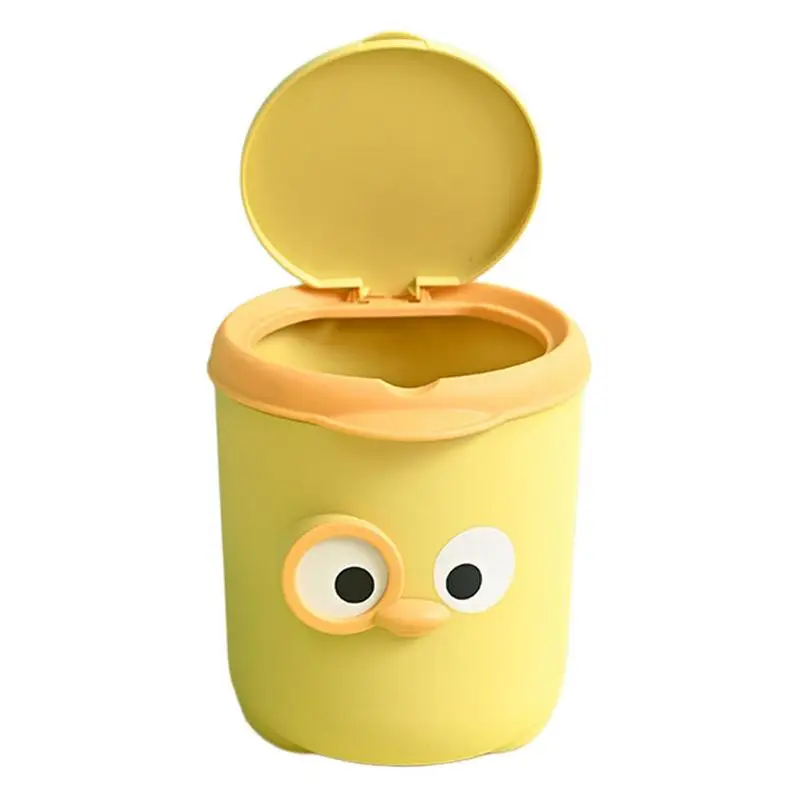 Cute Small Trash Can Mini Desk Trash Can Bird Eyes And Beak Design Waste Garbage Bin With Lid For Home Kitchen Vanity Tabletop