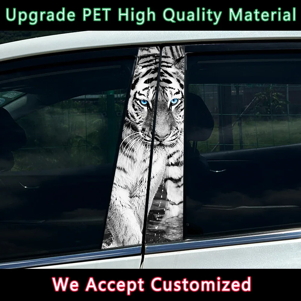 2Pcs/set TIGER Waterproof Car B-pillar Vinyl Decal Stickers Auto Center Pillar Sticker Cover Scratches Vehicle Decor Accessories