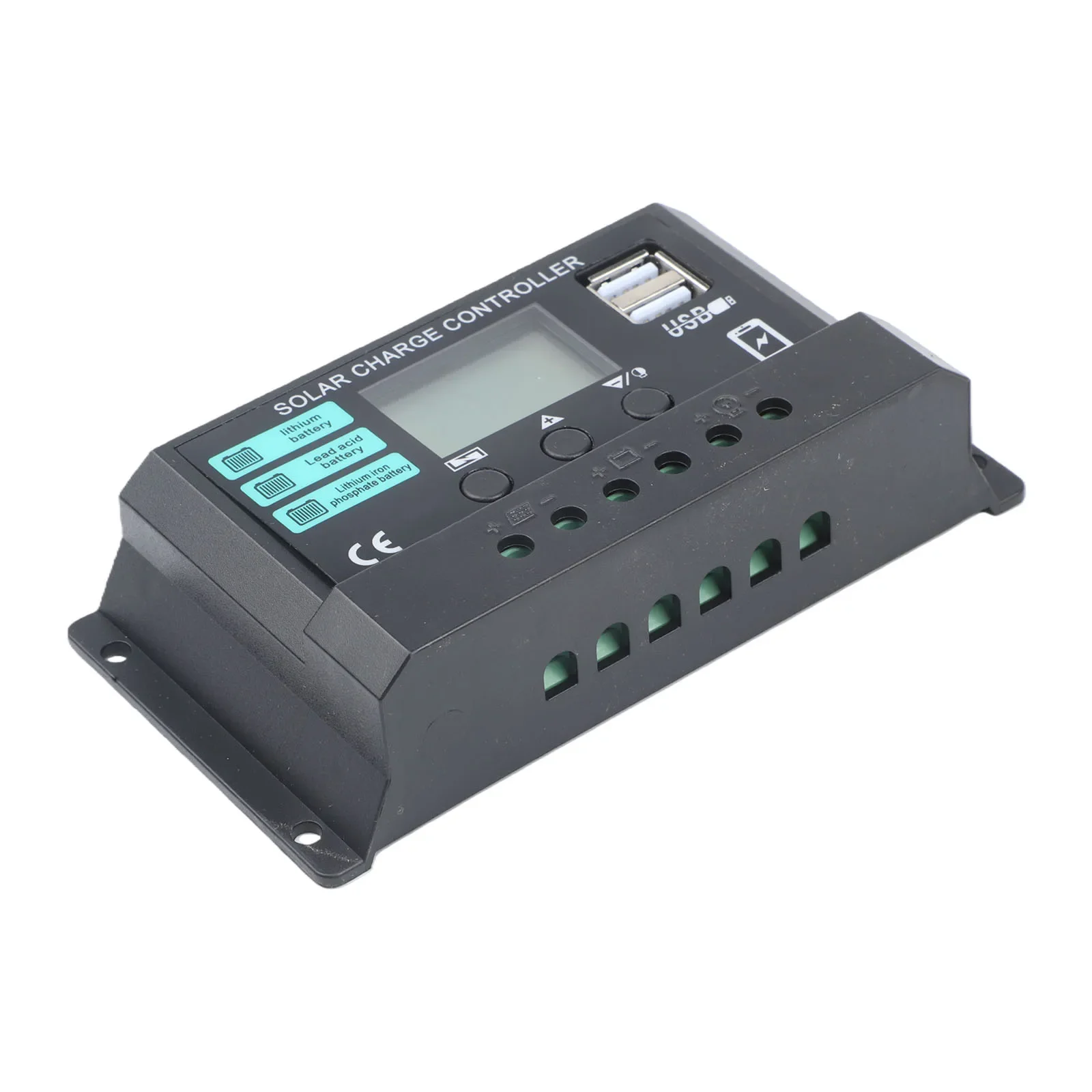 12V 24V Solar Charge Controller with LCD Interface for Monitoring Charging Stage Battery Type Selection and Load Timed Operation