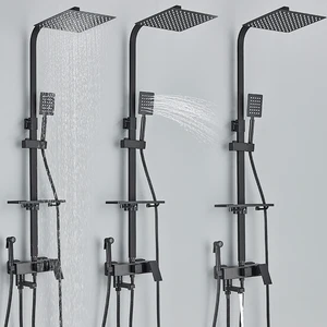 Schwarze Chrom 3/4 Straßen Duschhackzader Niederschlag Heiße und kaltes Wasser Bidé Hipphähne für Badezimmer Duschmixer 6 Main Bad Mixer -Verkauf - №4