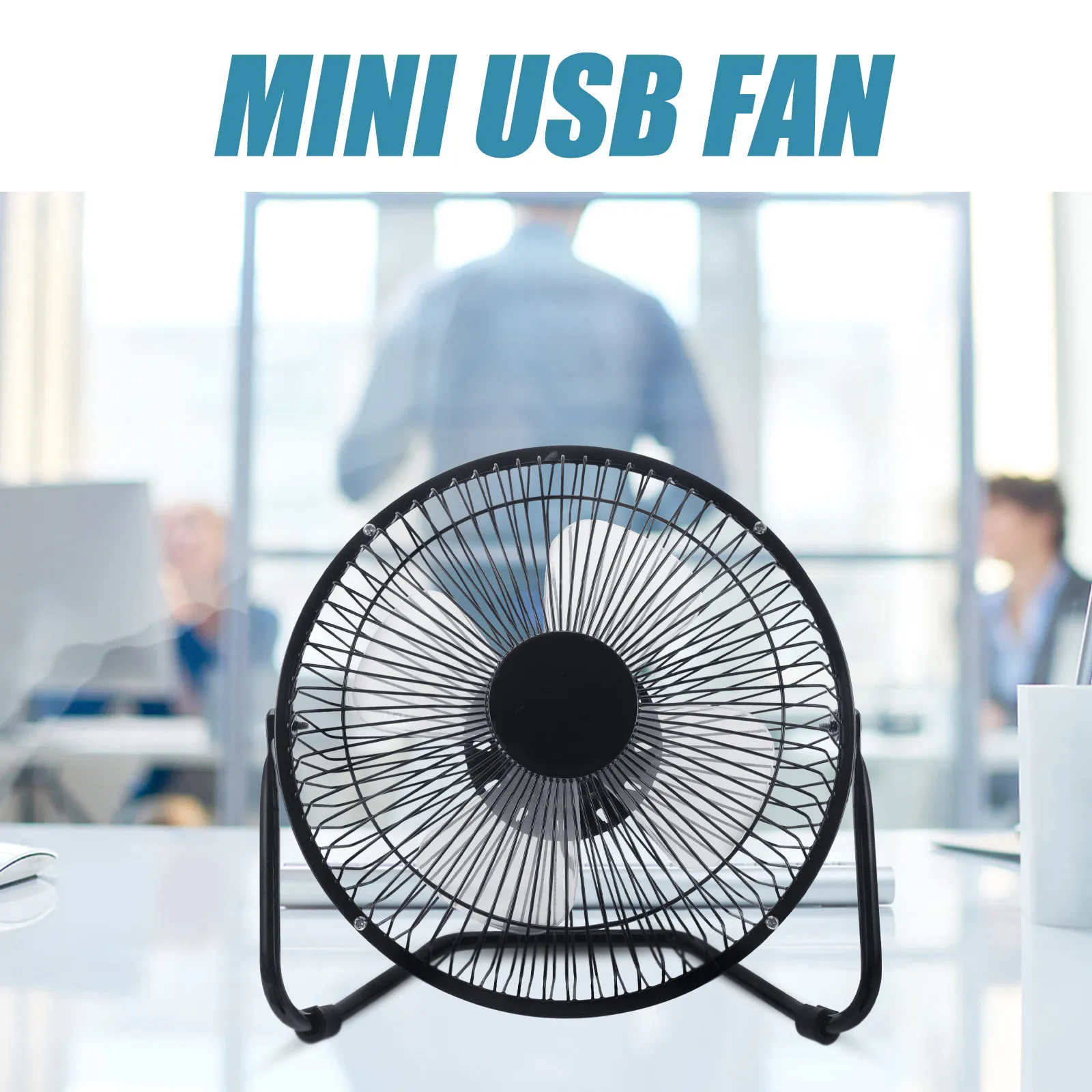 8 Inch Retro USB Fan Strong Airflow 360 Degree Adjustable Angle Quiet Mini Desktop Fan for Computer Cooling Use