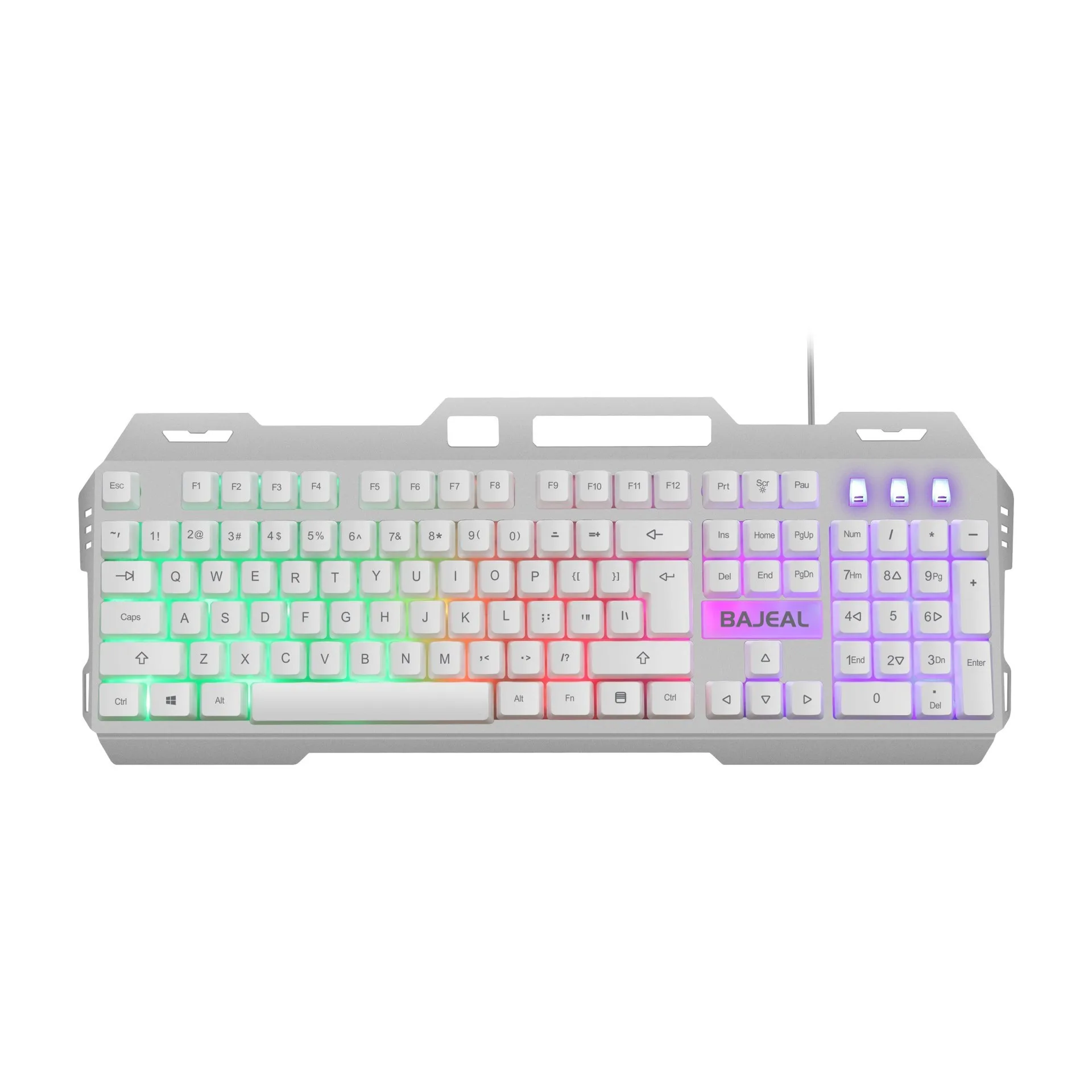 ชุดคีย์บอร์ดและเมาส์เกมมิ่ง BAEJAL T450 แบบมีไฟเรืองแสง พร้อมพอร์ต USB  ระบบสัมผัสแบบกลไก ไฟแบ็คไลท์สีรุ้งแบบลอย