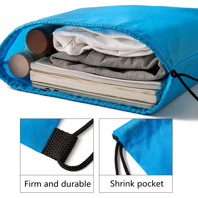 Waterproof Foldable Package Shoe Pocket Storage Organize Bag Polyester Draw Pocket Drawstring Bags Toiletry Bag Case Sports Bags