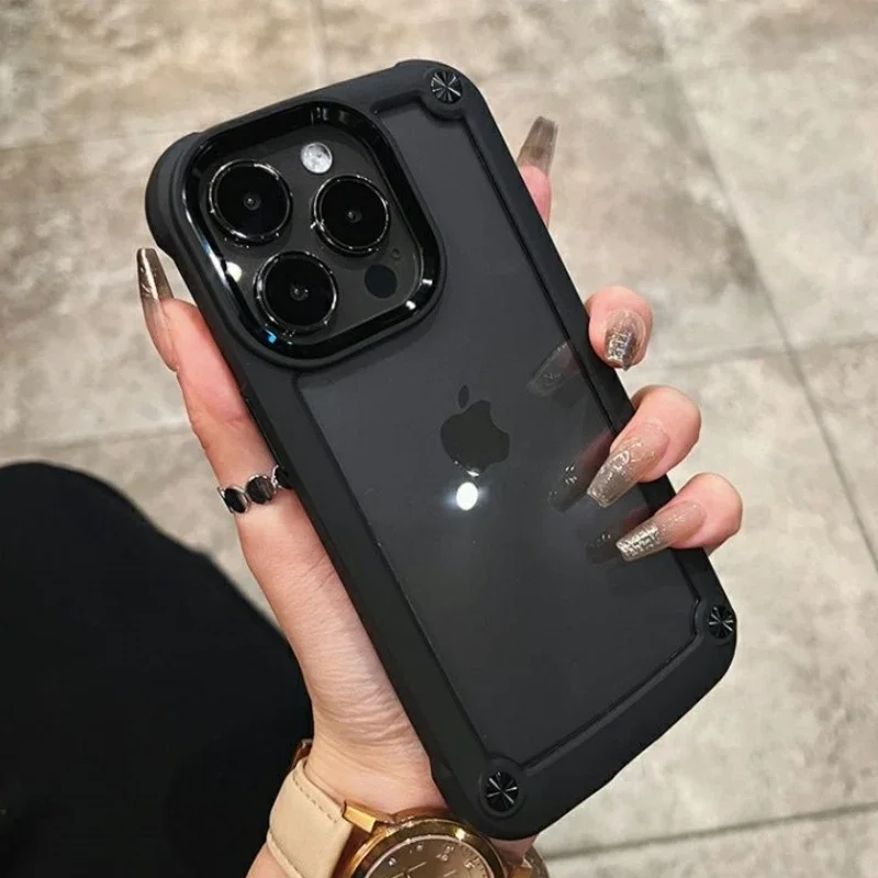 

Luxury Rugged Heavy Duty Shockproof Case For iPhone 16 15 14 13 12 11 Pro Max 16Plus Silicone Bumper Transparent Hard Back Cover