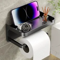 Support mural en plastique pour papier toilette, serviettes de cuisine, bouteilles d'assaisonnements et rangement pour téléphone dans la salle de bain 5