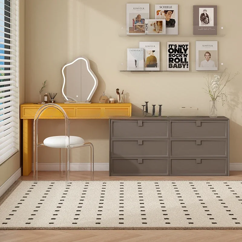 

Cream wind solid wood cosmetic cabinet dresser bedroom bedside modern simple storage cabinet