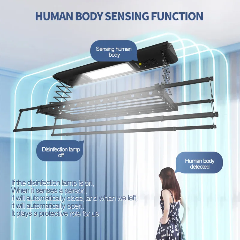 Fixed Cross-border E-commerce Explosion Electric Intelligent Drying Rack Balcony Drying And Disinfection Human Body Induction Dr