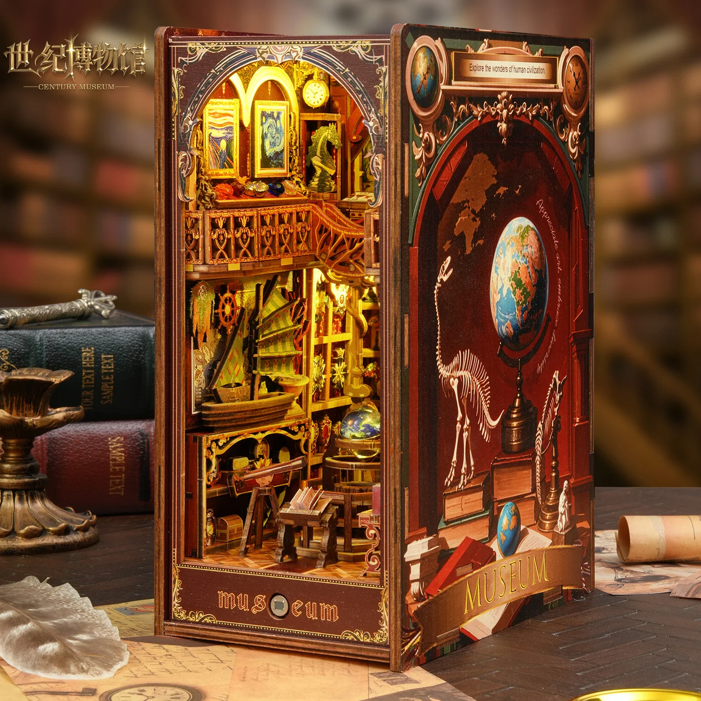 

Набор для сборки 3D-модели деревянной книжной полки DIY "Музей столетия", миниатюрный конструктор для дома, креативный подарок для декора интерьера