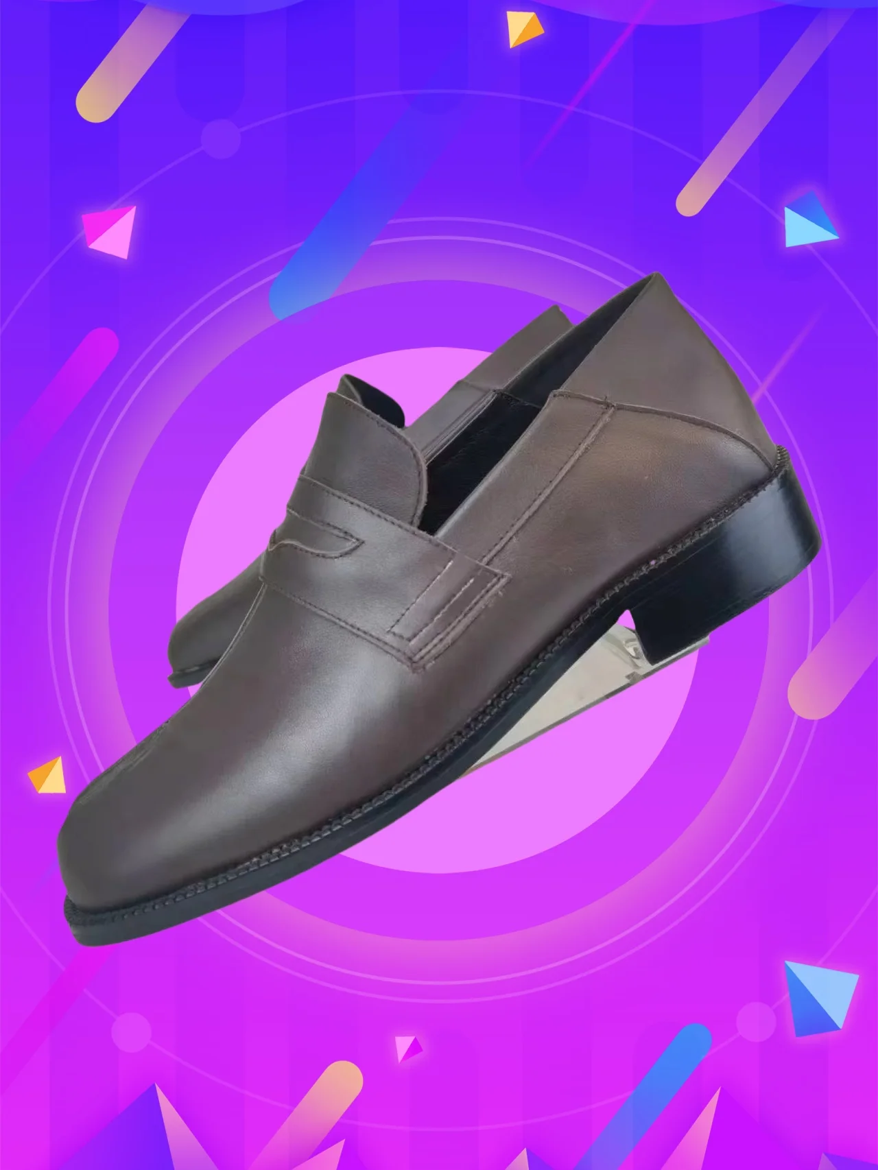 2025 New Retro Brown Men's Leather Shoes Split Toe Design Low Heel Slip-On Office Banquet Wedding Men Large Size Dress Shoes