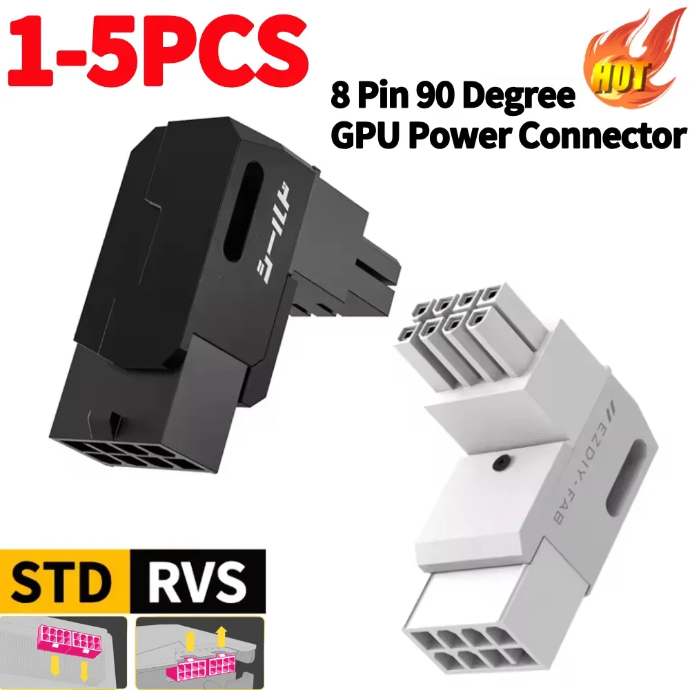 8Pin PCIe GPU Power Adapter 90 Degree Angled Connector Power Adapters Head Power Interfaces Steering Head for Desktops Graphics