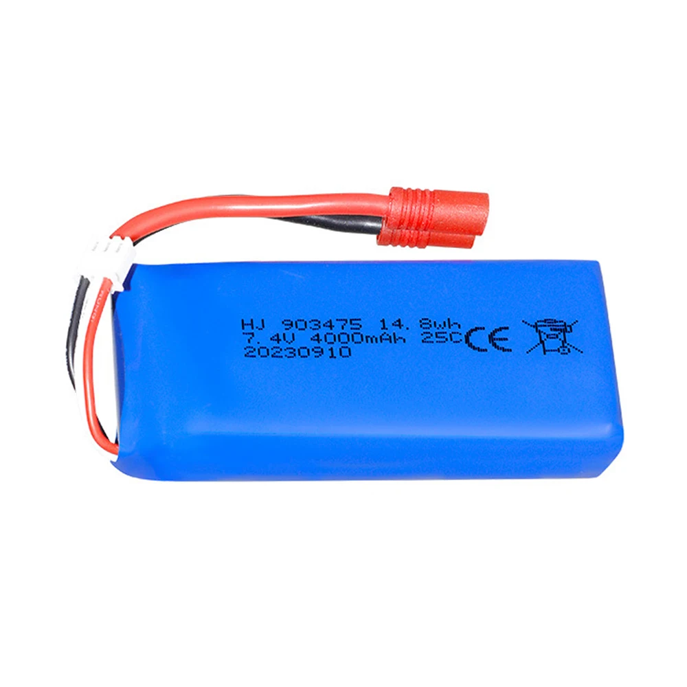 USB充電器付きLiPoバッテリー,7.4v,4000mah,syma x8c x8w x8g x8 hg899 rcドローン用,予備部品,2s,903475