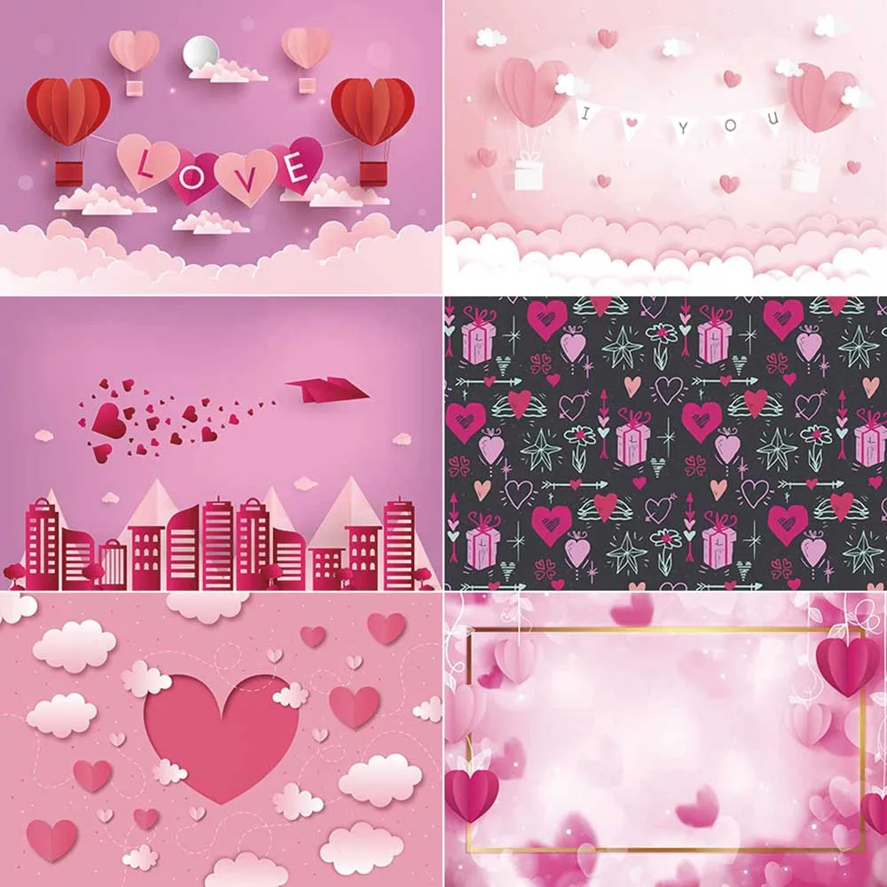 

MOON.QG Happy Valentine's Day Photography Background Gifts Wine Red Pink Photocall Backdrop Women Party Studio PhotoAccessories