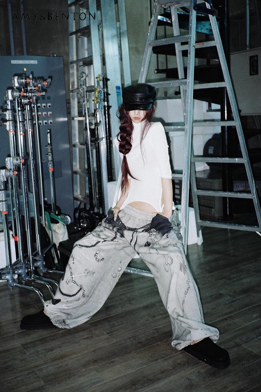 اليابانية المتناثرة نمط ثقافة فرعية الرجعية طباعة السراويل الطويلة الشارع الشرير نمط مستقيم واسعة الساق السراويل Y2K عارضة الساخن فتاة السراويل