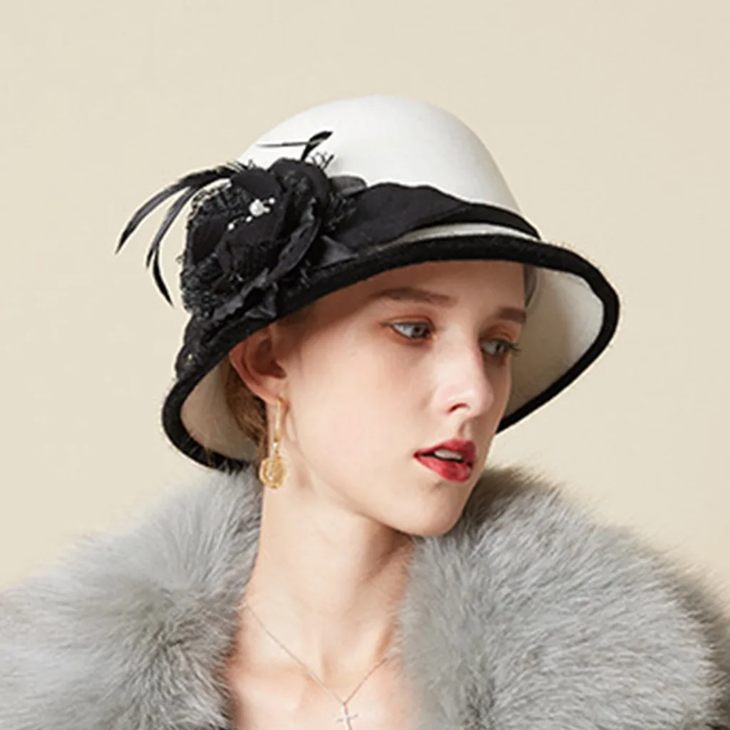 

Ladies' Elegant British Style Fashion Beret Painter Hat with Flower Solid Vintage Casual Warm Top Hat Evening Party Accessories