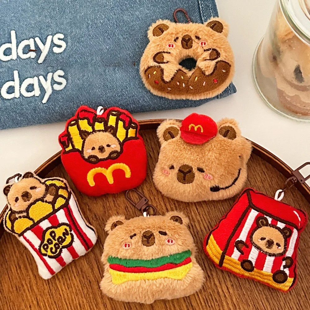 Capibara Gourmet Stuffed Bread Pendant - Soft Plush Toy Cute Animal Shape Bread Stuffed Keychian