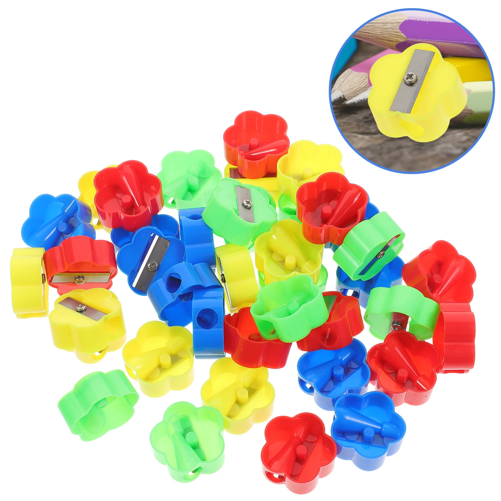 

40pcs Mini Pencil Sharpener For Kids Portable Manual Sharpeners Lightweight School Supplies Colorful Plastic Pencil Sharpening