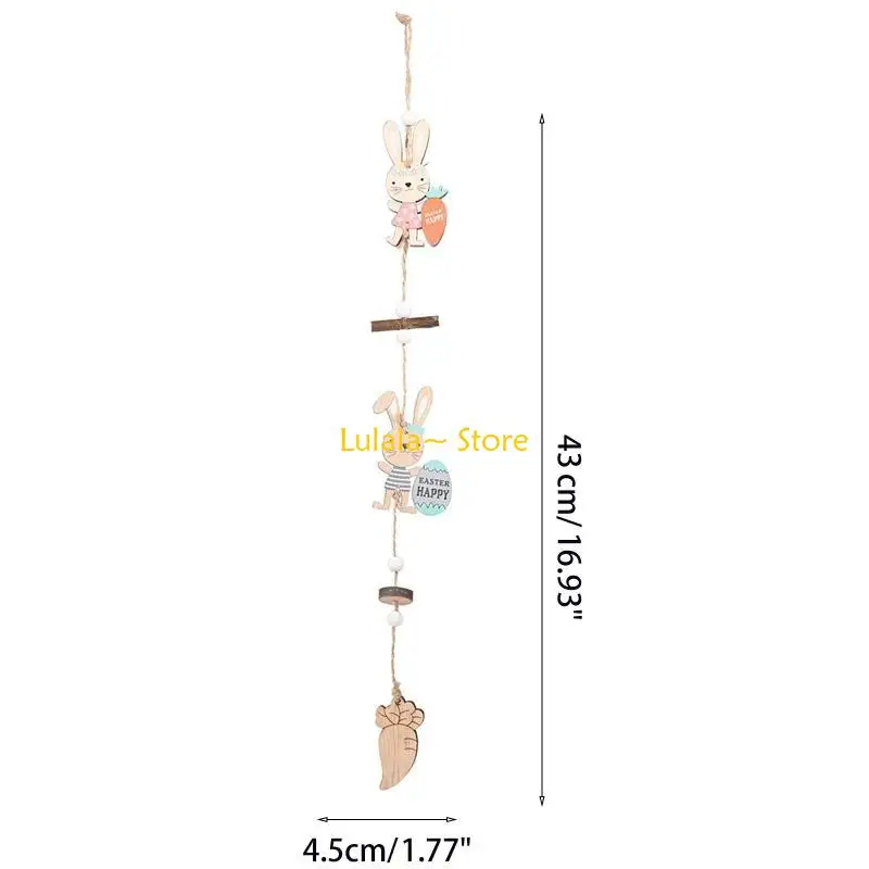 Y4QA Rústico Ornamento Páscoa Feliz com Corda pendurada Easter Party Props Decoração festas família Montada Decoração
