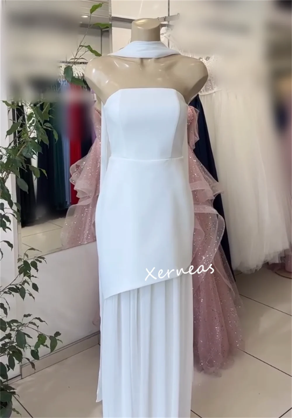 Customized Jersey Pleat Strapless A-line Long Dresses Bespoke Occasion Elegant Party Wedding Guest Simple Sizes Available