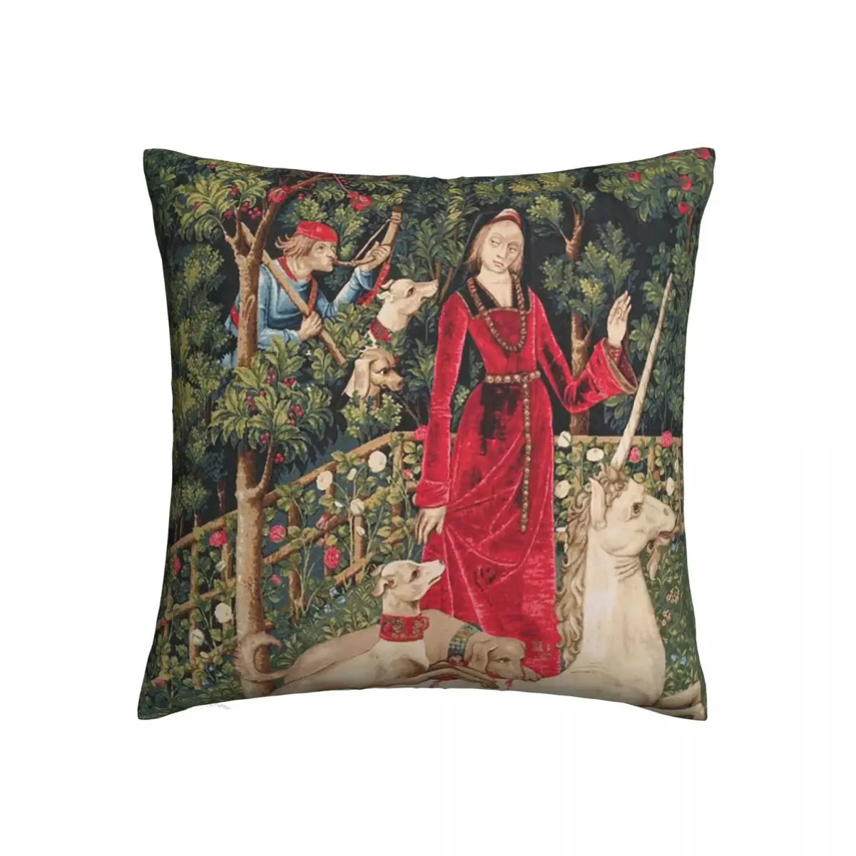 Medieval The Lady And The Unicorn Pillowcase Polyester Cushion Cover Retro Renaissance Pillow Case Cover Chair Square