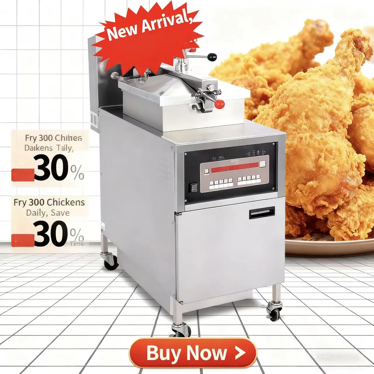 Fried Chicken Electric Pressure Fryer with Auto Oil Filter  Style Fried Chicken 25L for Fast Food Restaurant