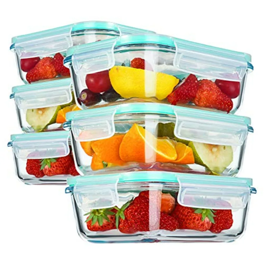 

Glass food storage containers with airtight snap locking lids BPA free meal prep container set ideal for home kitchen and resta