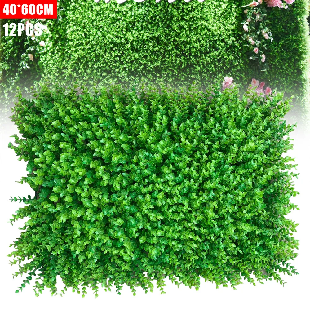 Artificial Boxwood Panels Grass Backdrop Wall Privacy Hedge Screen 12PCS 23.62