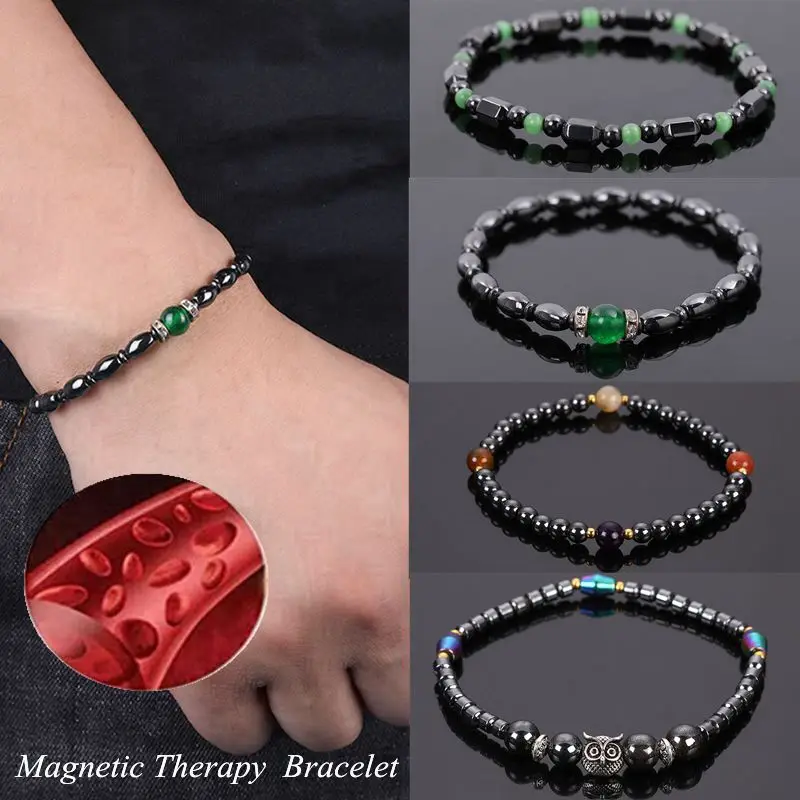 Tobillera magnética eficaz para pérdida de peso, pulsera negra de piedra biliar, terapia de acupuntos estimulantes adelgazantes, alivio del dolor de artritis, 1 unidad