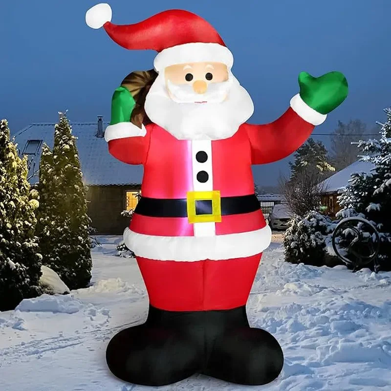 6ft Inflatable Santa Claus LED Light Up Christmas Decoration Outdoor Garden Yard Lawn Ornament Holiday Party Display Prop