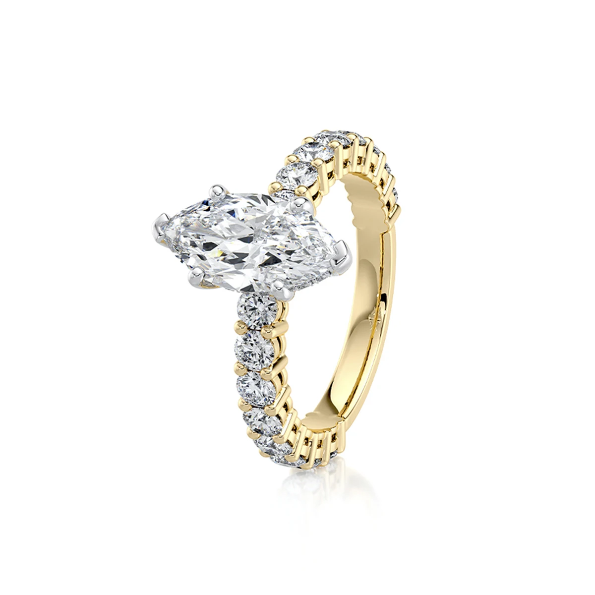 Selena Same Style Marquise Cut Diamond Engagement Ring 18K Yellow Gold Lab Grown Diamond Pave Ring Luxury Jewelry For Women