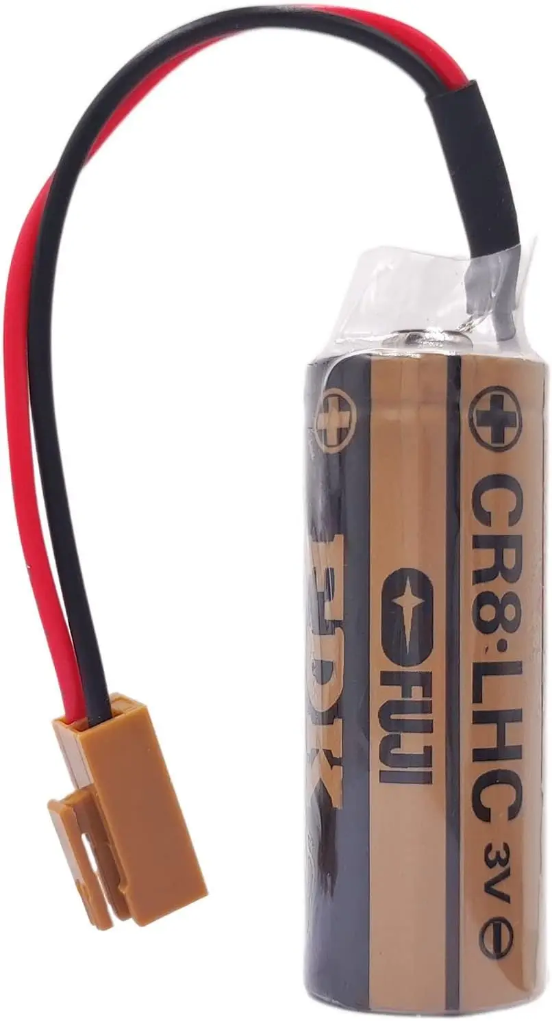(5 Pack) CR8-LHC 17450 3V Battery for Fuji FDK CR8.LHC Fanuc A98L-0031-0012 A02B-0200-K102 Backup Battery with Brown Plug