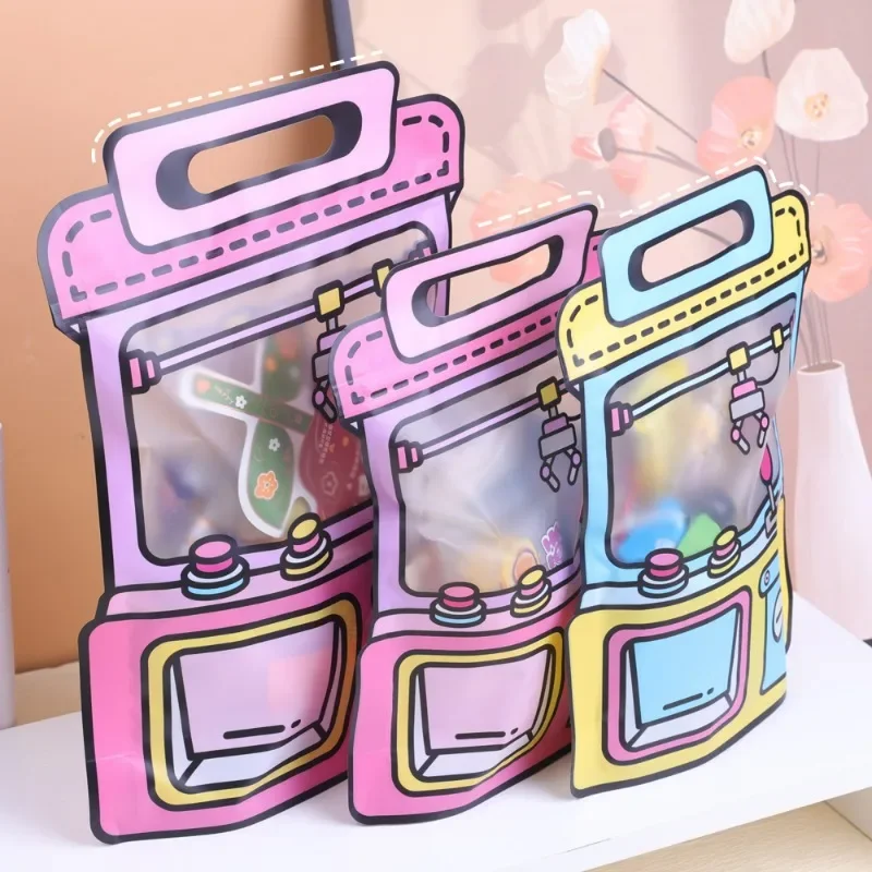 1/10PCS Candy Snack Packaging Bag Cartoon Doll Machine Sealed Bag Food Grade Self-lock Zipper Sealed Schoolbag Kid Birthday Gift