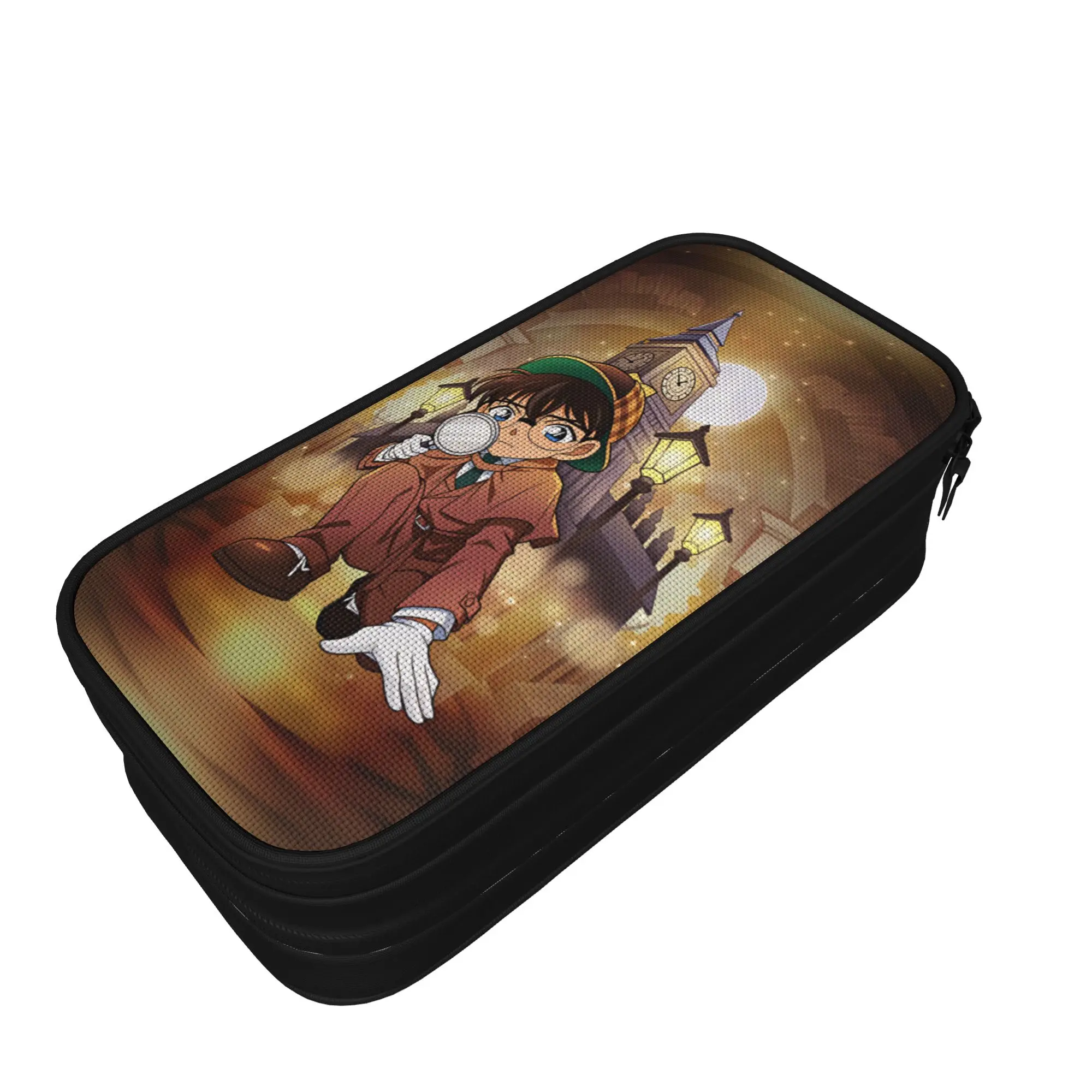 Cool Pencil Case Detectives Conans Pencil Box  School Pencil Cases Girls Boys Double Layer Pattern School Supplies