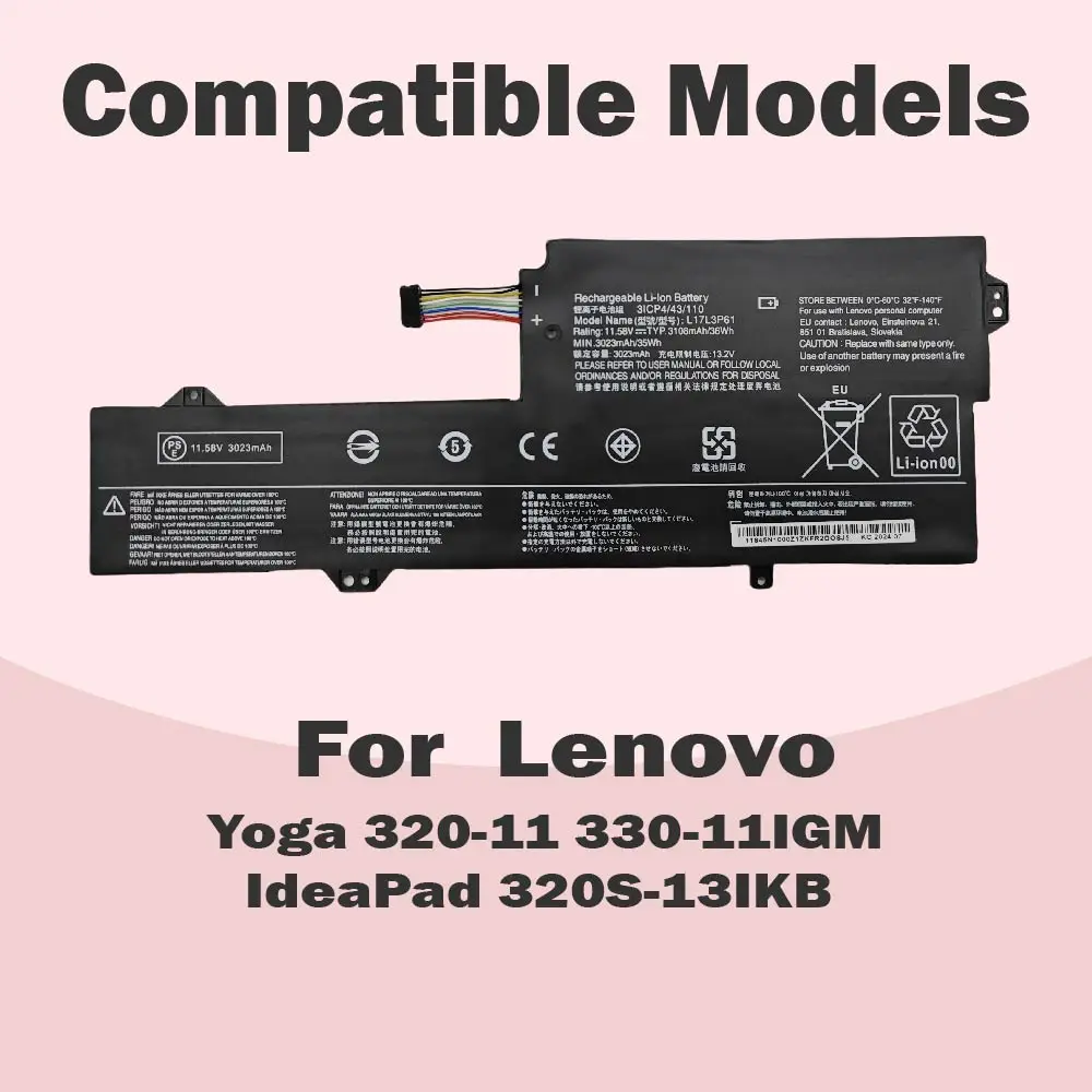 L17L3P61 L17C3P61 Notebook Battery For Lenovo IdeaPad 320S-13IKB, Yoga 720-12IKB 330-11IGM, For XiaoXin 70 7000-13 Series L17M3P