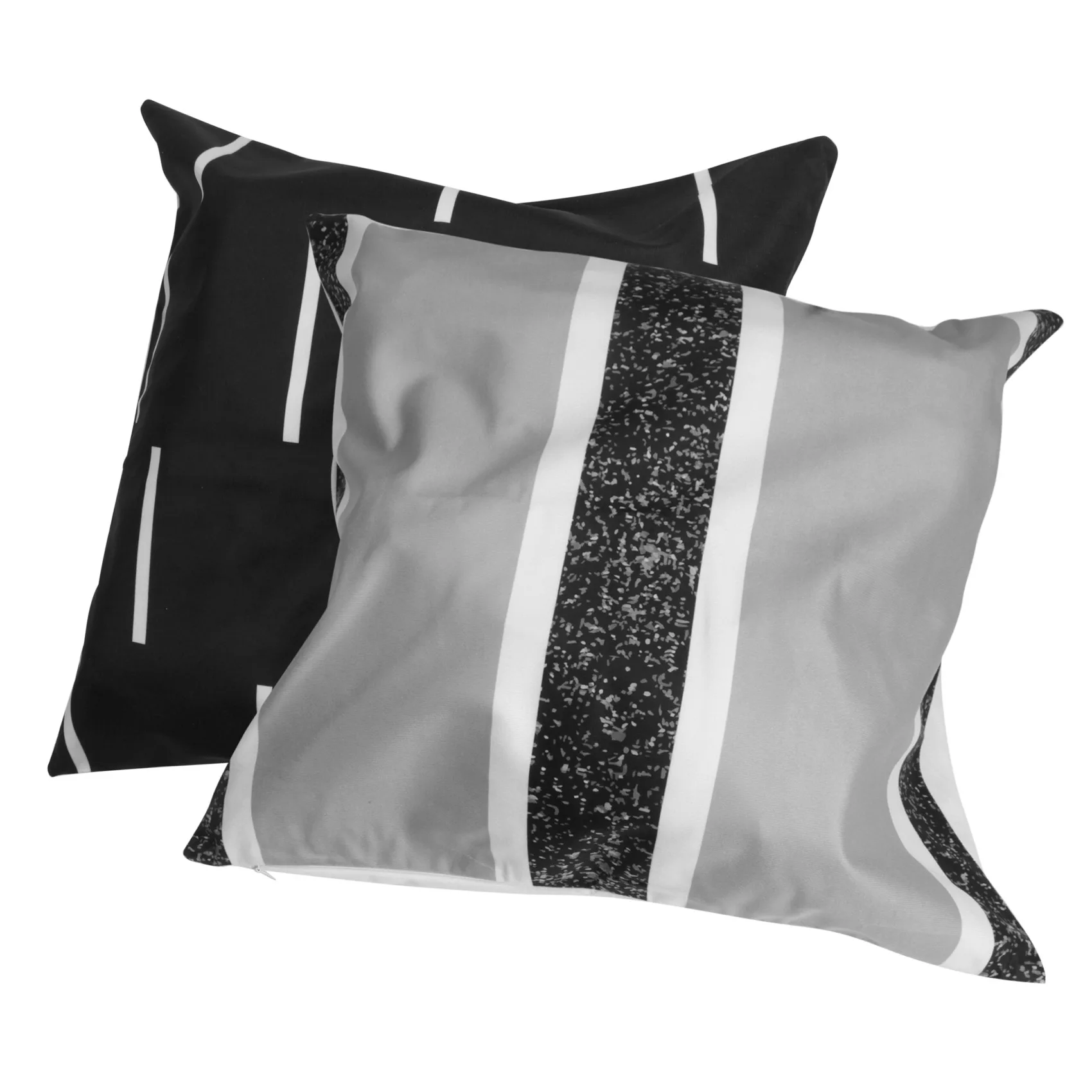 18X18 Inch Modern Design Short Plush Black White Geometric Faux Leather Set (18 Inch X 18 Inch)-ABUA