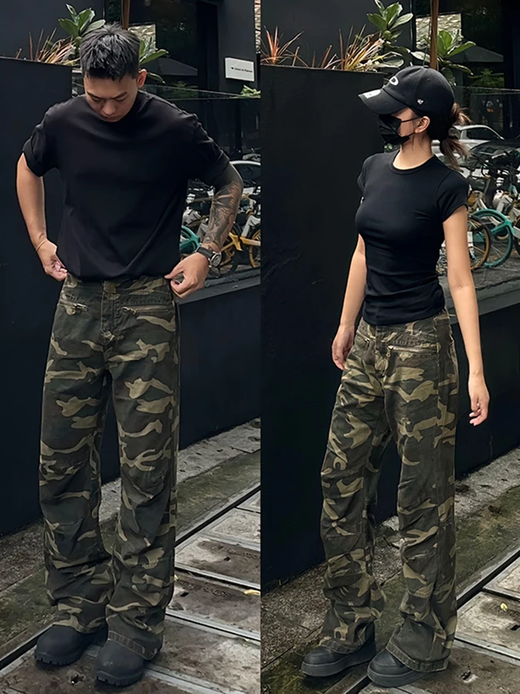 

American Sle Retro Camouflage Jeans Men's Summer Thin High Street Cleanfit Casual Straight Leg Workwear Pants