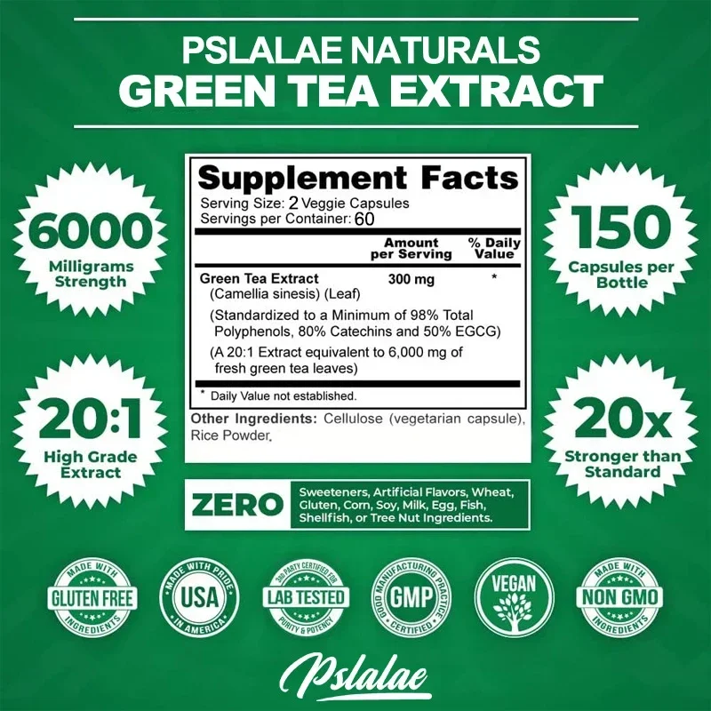 Kapsułki z ekstraktem z zielonej herbaty - wspomaga poziom energii, oczyszcza i detoksykuje jelita, wspomaga metabolizm i spalacz tłuszczu