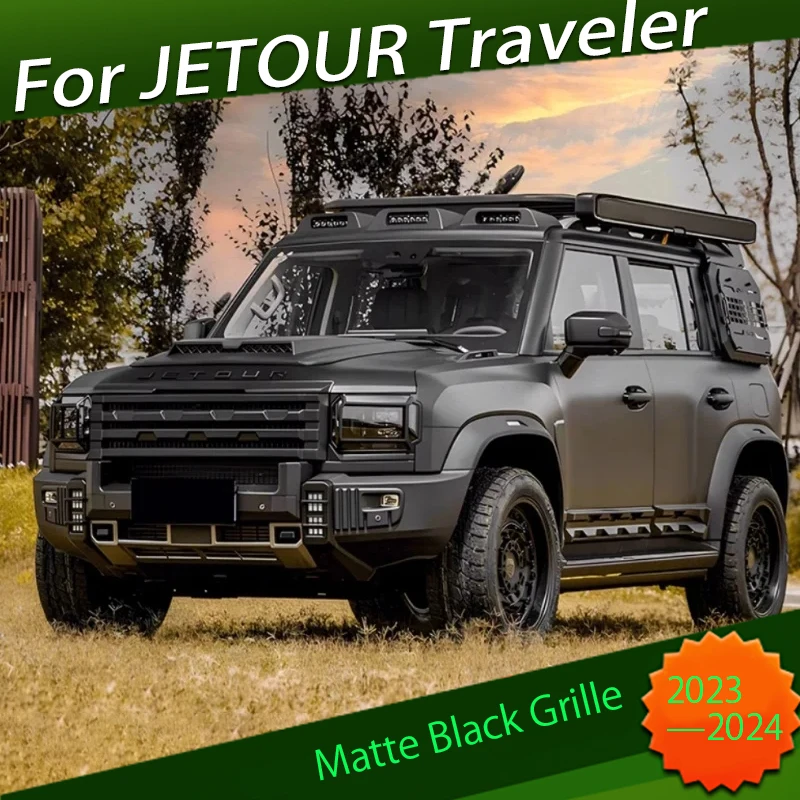 

Car Matte Black Grille Fit for JETOUR Traveler T2 2023 2024 Modification City Hunter Kit Car Front Grille Decorative Accessories