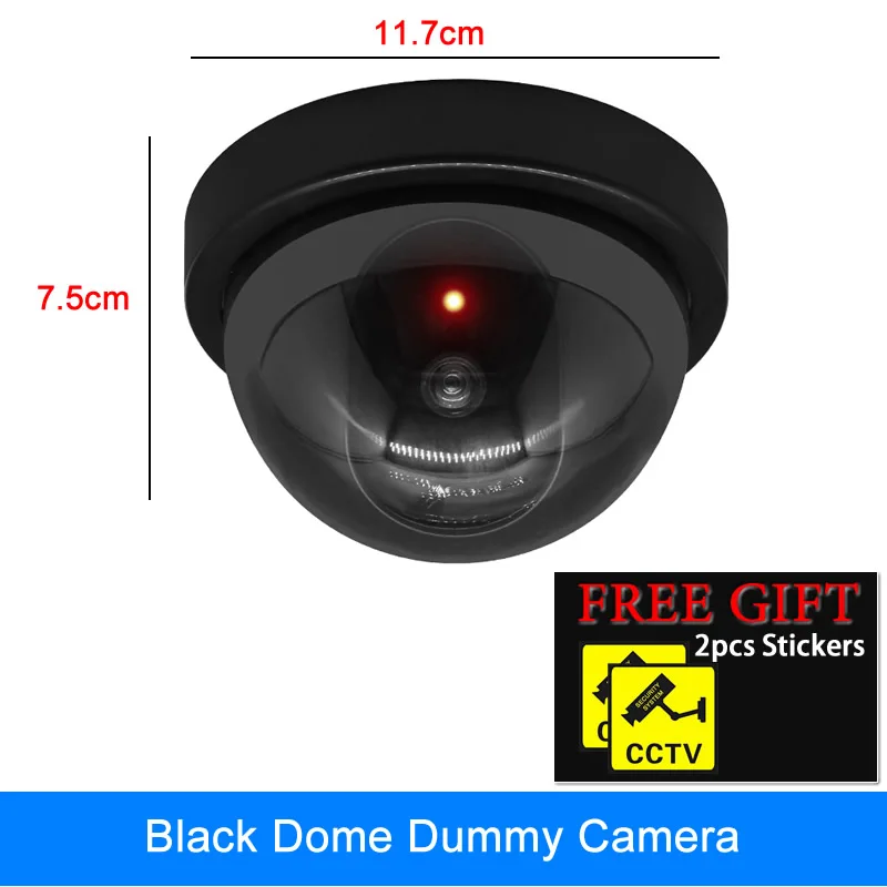 Kabalo Caméra Factice Réaliste Sans Fil - Fausse Caméra Sécurité CCTV LED Clignotante Intérieur Extérieur Noir