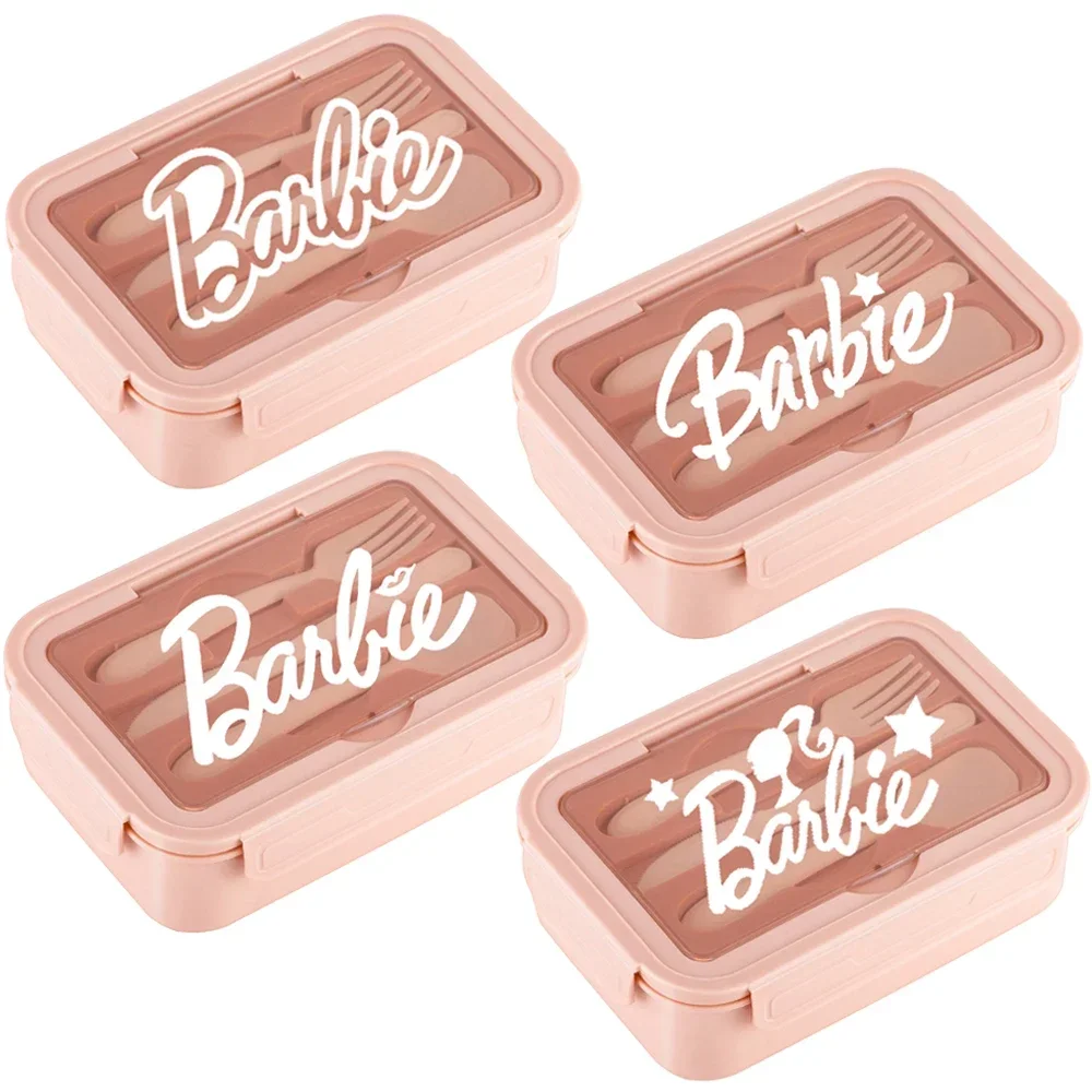 Cartoon Barbie Riscaldamento a microonde Lunch Box Portatile di grande capacità Bento Box Forchetta Cucchiaio Set Cibo Insalata di frutta Scatole