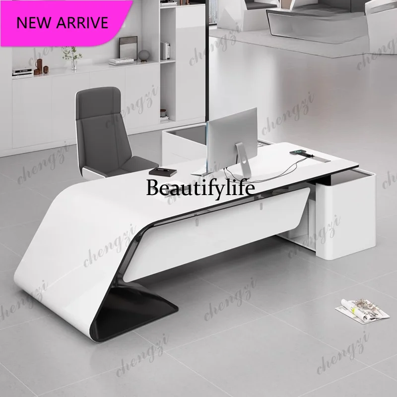 

PPP Asthetic Executive Luxury Desk Manager L Shaped Modern Designer Computer Table Organizer Workstation Escritorio