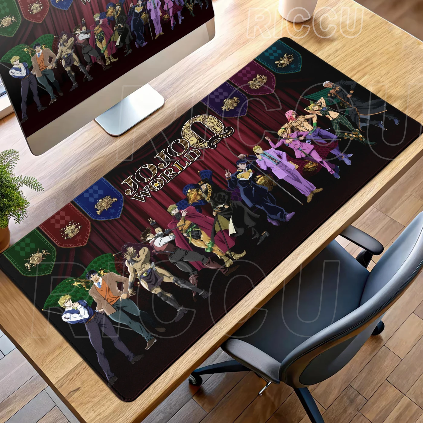 Jojo Bizarre Adventure Deskmat Joseph Joestar Mouse Pad XXL Gaming PC Keyboard Accessories Laptop Large Setup Gamer Decort Mats