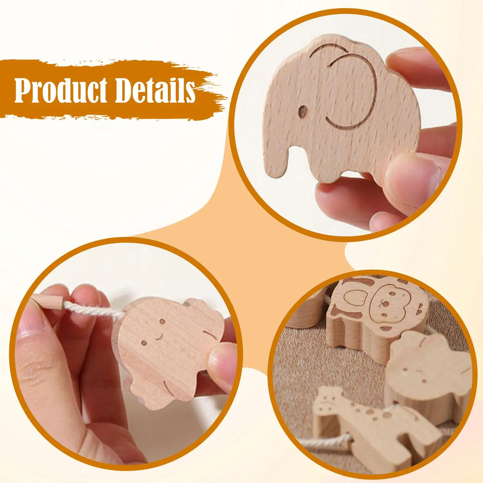 Wooden Animal Blocks Stacking Toy Educational Preschool Activities Stringing Sensory Balance Game for Birthday Boys Girls