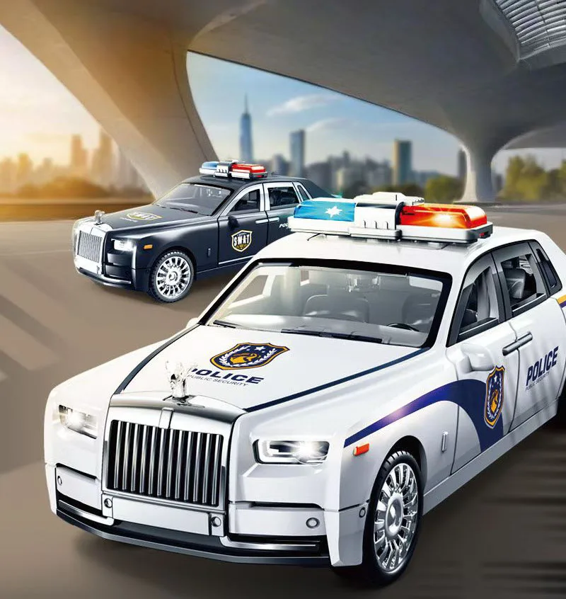 High-quality simulated sound and light inertia luxury police car 1:32 exquisite workmanship simulation built-in 6 doors