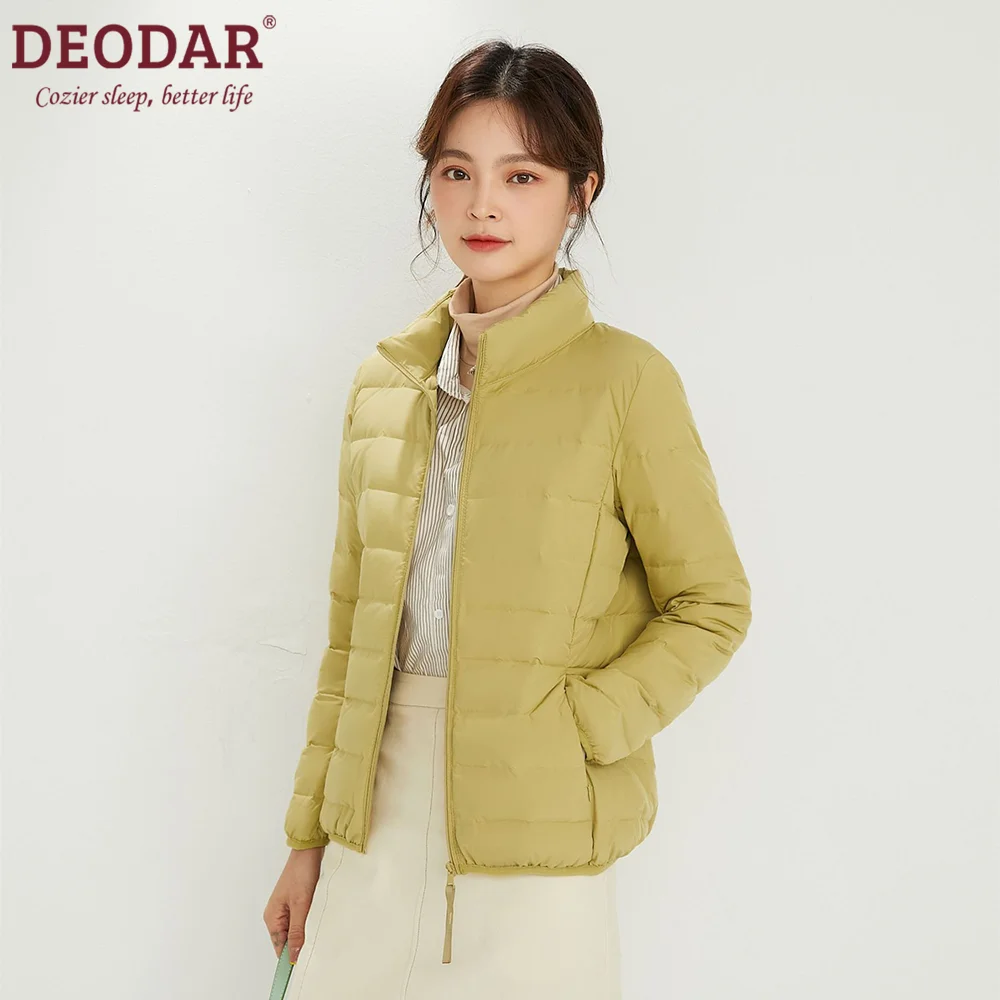 Deodar Plus Size Vrouw Ultra Light White Duck Down Jassen Lady Lange Mouwen Parka Waterdichte Stof Korte Tops Jas Windjack