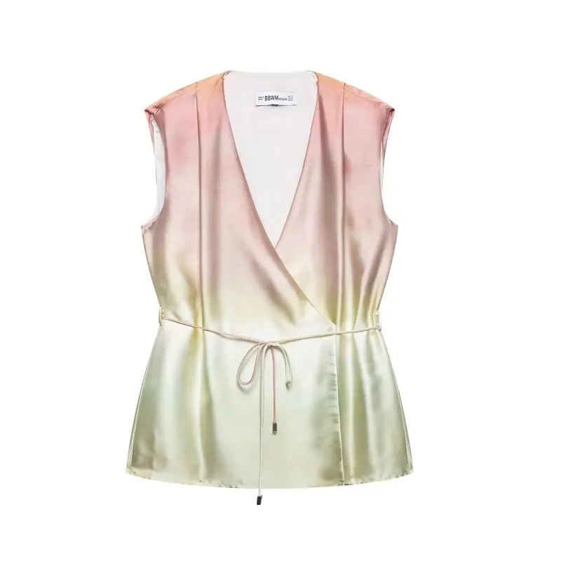 Neues Sommer-2025, Damen-Top und Hose mit Faion-Print, V-Ausschnitt, vielseitiges Ensemble für Kinder im Alter von 25–35 Jahren