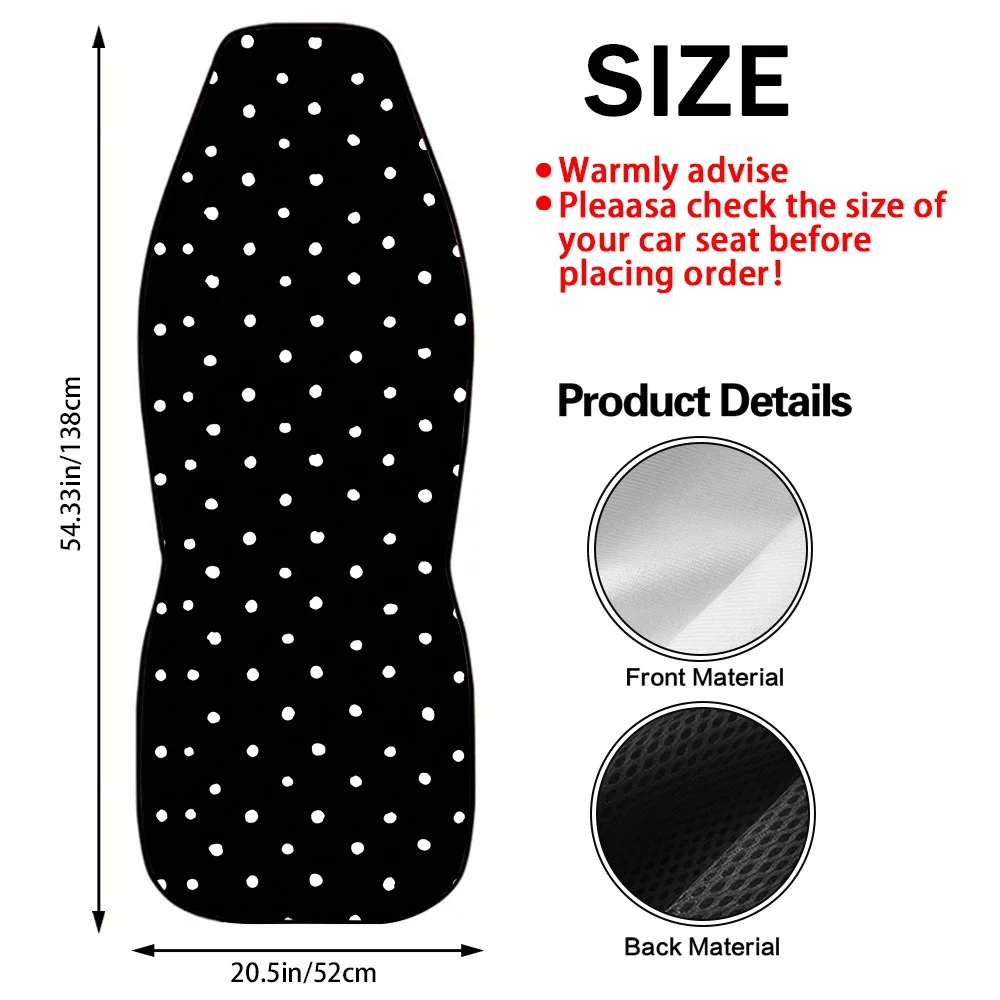 2pcs Fit White Polka Dot Car Seat Covers Suitable For Cars, SUVs & Sedans - Front Seat Protectors With Durable Cover, Easy Insta